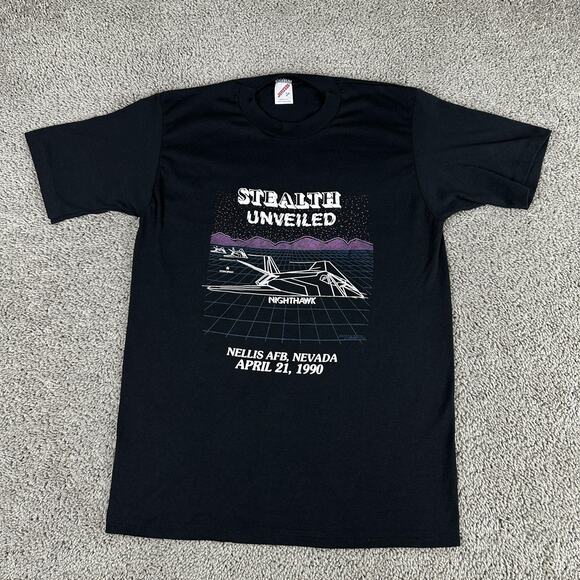 Vintage Stealth Unveiled Shirt Mens Large Nighthawk Nellis AFB 1990 USA 90s - Picture 2 of 12